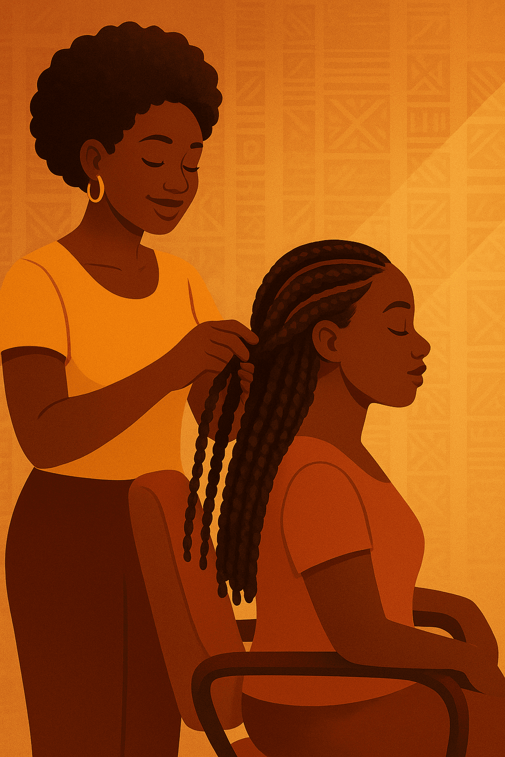Professionnelle de la coiffure afro en plein travail
